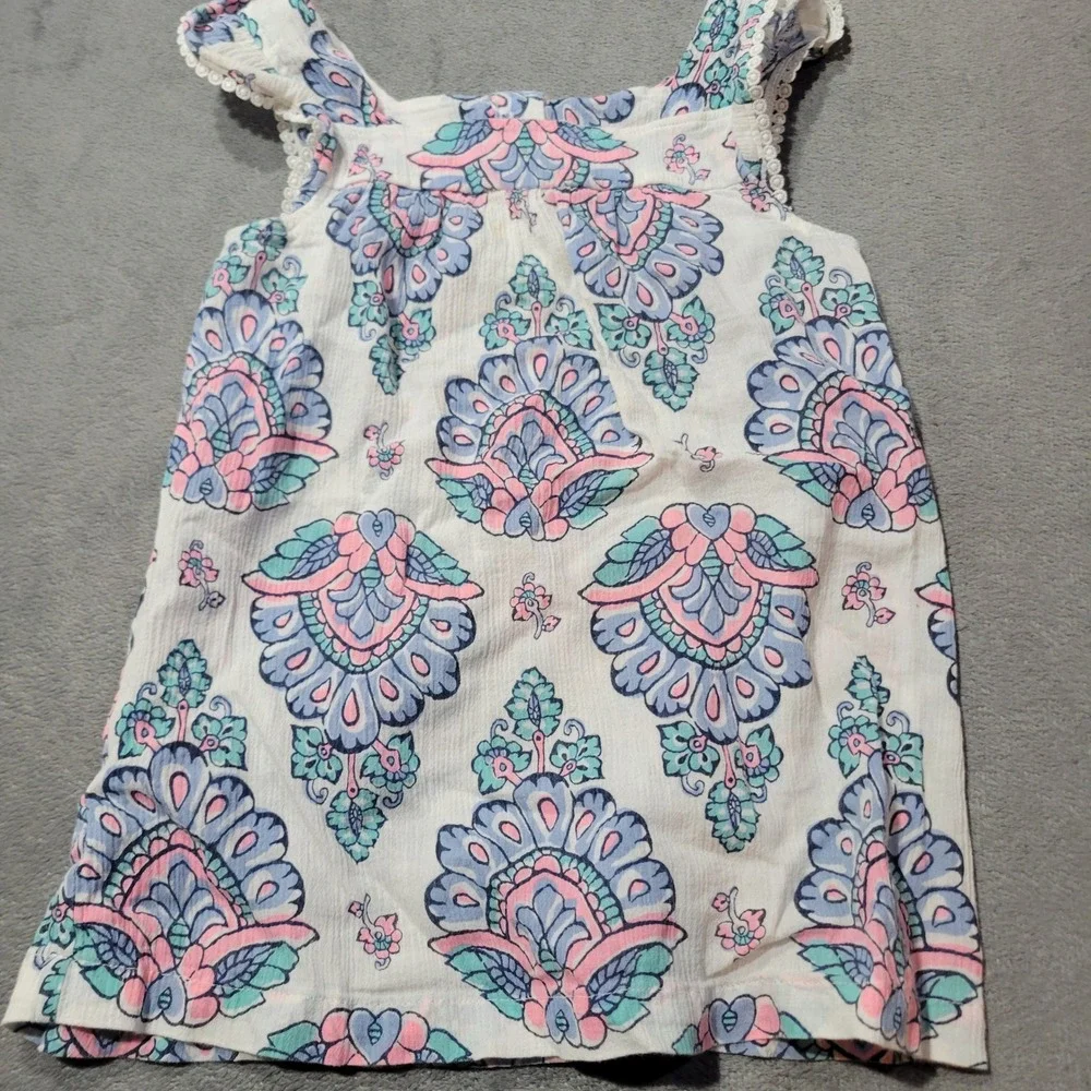 Carters Shirt Girls 5T‎ White Pink Blue Paisley Medallion Boho Lace Flutter